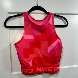 Nike Pro Geometric Pink Sports Bra Crop Top